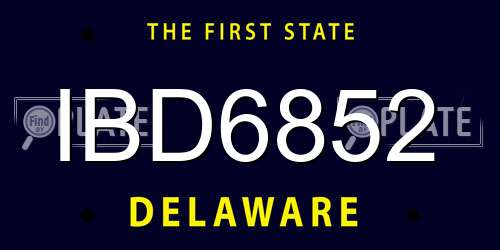 IBD6852 Delaware License Plate