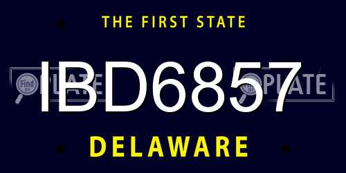 IBD6857 Delaware License Plate