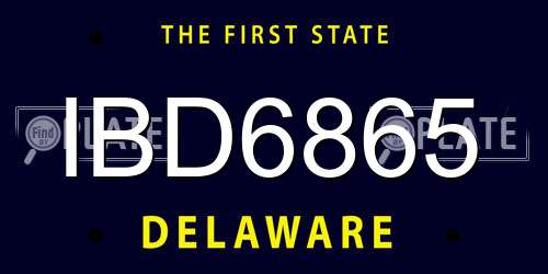 IBD6865 Delaware License Plate