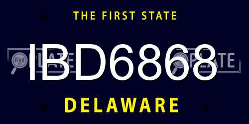 IBD6868 Delaware License Plate