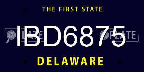 IBD6875 Delaware License Plate