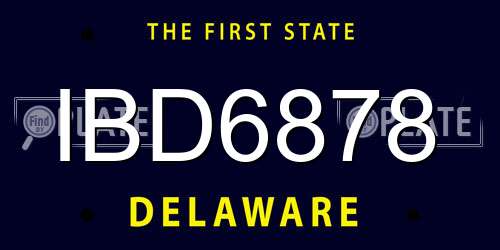 IBD6878 Delaware License Plate