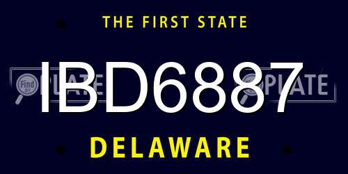 IBD6887 Delaware License Plate