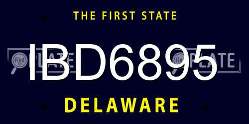 IBD6895 Delaware License Plate