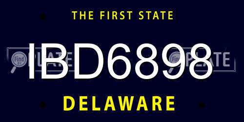 IBD6898 Delaware License Plate