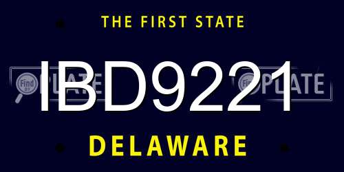 IBD9221 Delaware License Plate