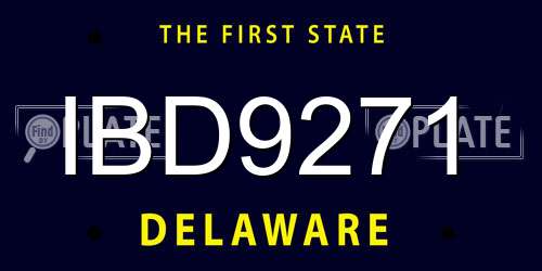 IBD9271 Delaware License Plate