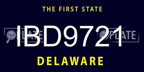 IBD9721 Delaware License Plate