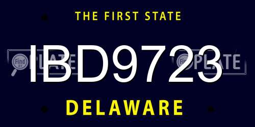 IBD9723 Delaware License Plate