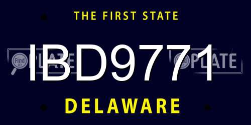 IBD9771 Delaware License Plate