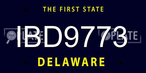 IBD9773 Delaware License Plate
