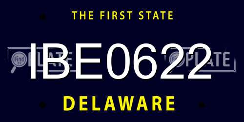 IBE0622 Delaware License Plate