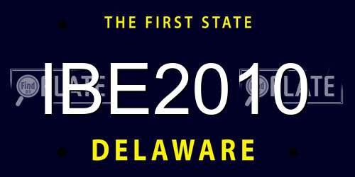 IBE2010 Delaware License Plate