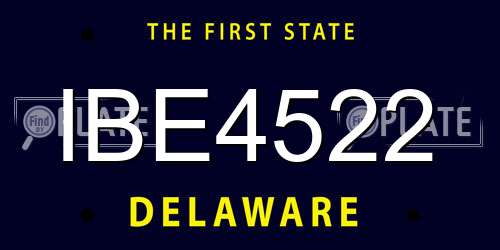 IBE4522 Delaware License Plate