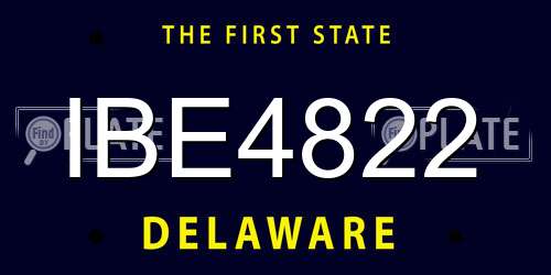 IBE4822 Delaware License Plate