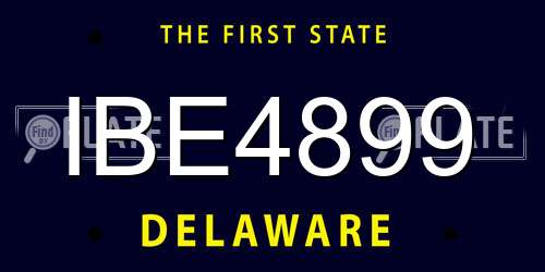 IBE4899 Delaware License Plate