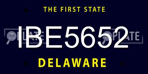 IBE5652 Delaware License Plate