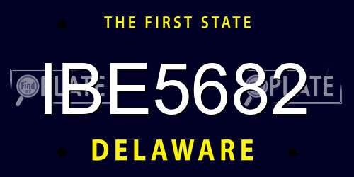 IBE5682 Delaware License Plate