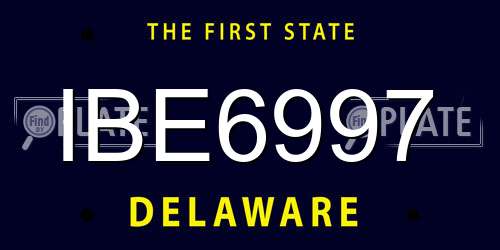 IBE6997 Delaware License Plate
