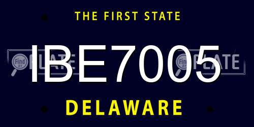 IBE7005 Delaware License Plate