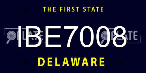 IBE7008 Delaware License Plate