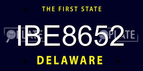 IBE8652 Delaware License Plate