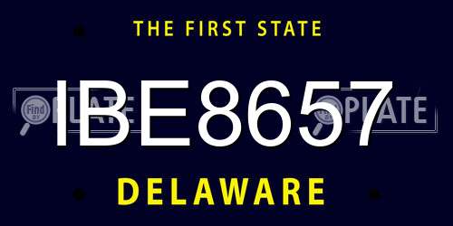 IBE8657 Delaware License Plate