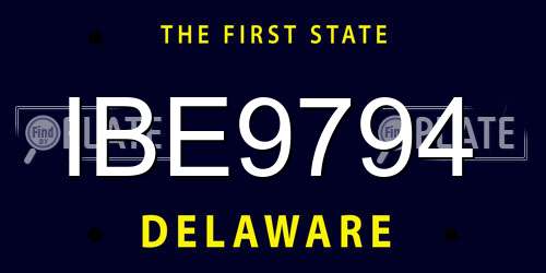 IBE9794 Delaware License Plate