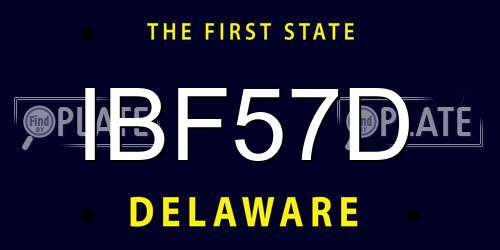 IBF57D Delaware License Plate