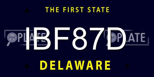 IBF87D Delaware License Plate