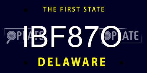 IBF87O Delaware License Plate