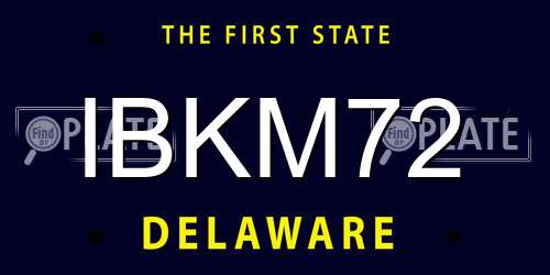IBKM72 Delaware License Plate