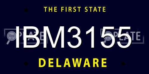 IBM3155 Delaware License Plate