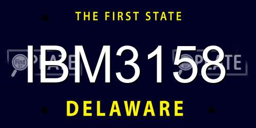 IBM3158 Delaware License Plate