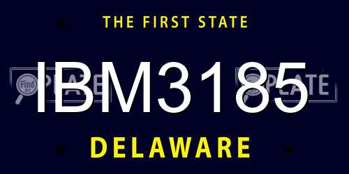 IBM3185 Delaware License Plate