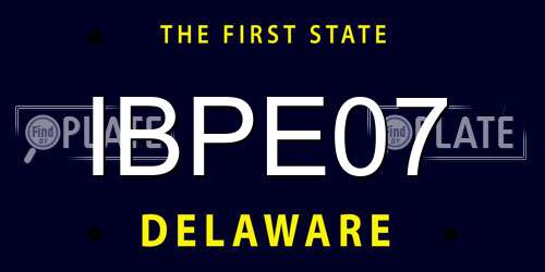 IBPE07 Delaware License Plate