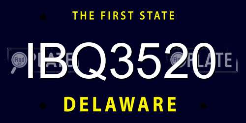 IBQ3520 Delaware License Plate