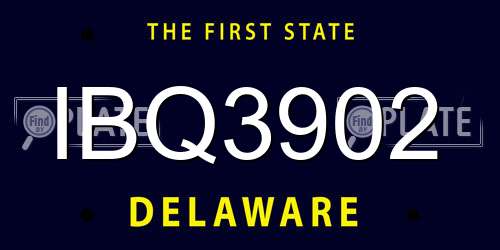 IBQ3902 Delaware License Plate