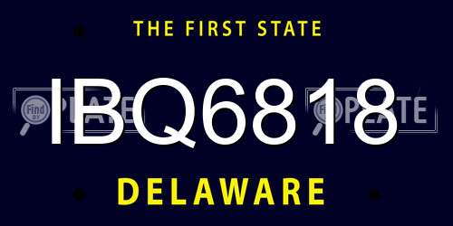 IBQ6818 Delaware License Plate