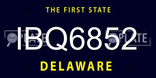 IBQ6852 Delaware License Plate