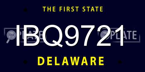 IBQ9721 Delaware License Plate