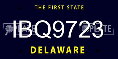IBQ9723 Delaware License Plate