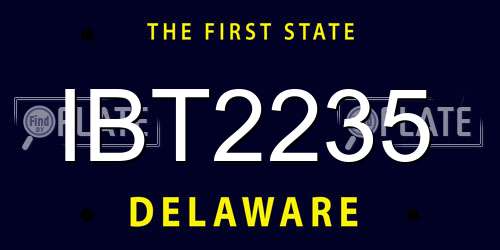 IBT2235 Delaware License Plate