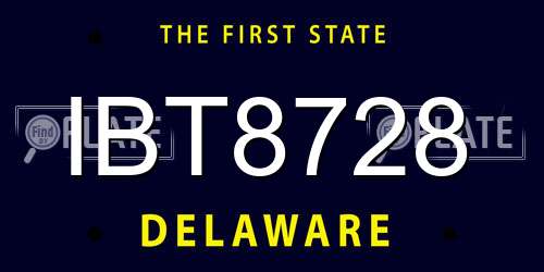 IBT8728 Delaware License Plate