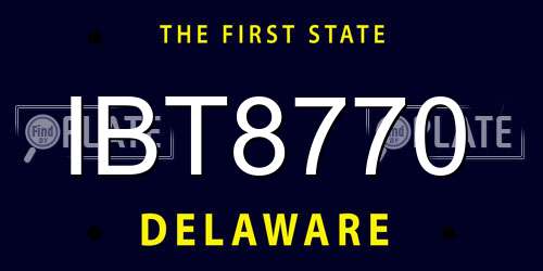 IBT8770 Delaware License Plate