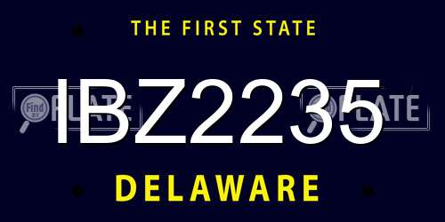 IBZ2235 Delaware License Plate