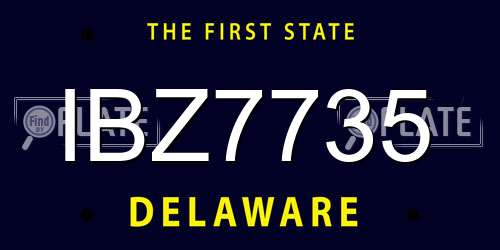 IBZ7735 Delaware License Plate