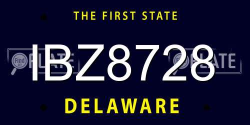IBZ8728 Delaware License Plate