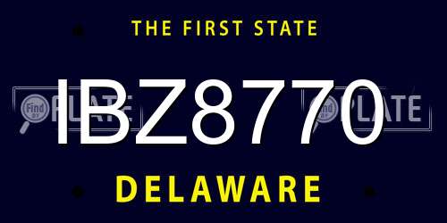 IBZ8770 Delaware License Plate