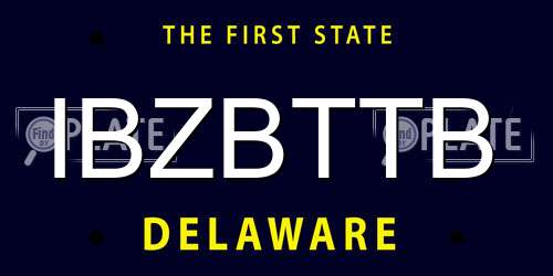 IBZBTTB Delaware License Plate